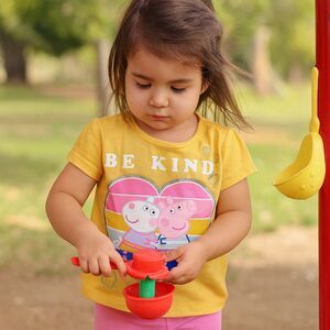 Peppa Pig Girl's "Be Kind" High-Low Shirt Orange Toddler Short Sleeve Hasbro 3T